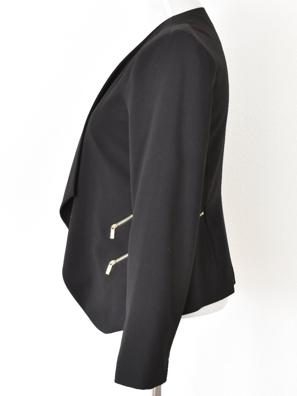 Calvin Klein Open Front Blazer Black with Zipper Detail - 12 - Picture 4 of 9